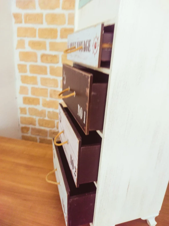 Ahşap 5 Çekmeceli Sebzelik  Kiler Ekmeklik Blue Voyage 1125 - 7