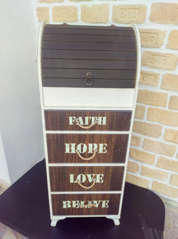 5 Katlı Dekoratif Ahşap Sebzelik Kiler Ekmeklik Yazılı 1123