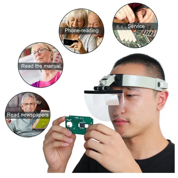 Işıklı Kafa Büyüteci Kask Büyüteç Led İşıklı Kafa Bandı Büyüteç Gözlük Büyüteç Kafa Büyüteç - 2