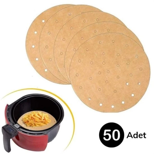 50 Adet Air Fryer Pişirme Kağıdı Tek Kullanımlık Gıda Pişirme Kağıdı Delikli Yuvarlak Model (1243)