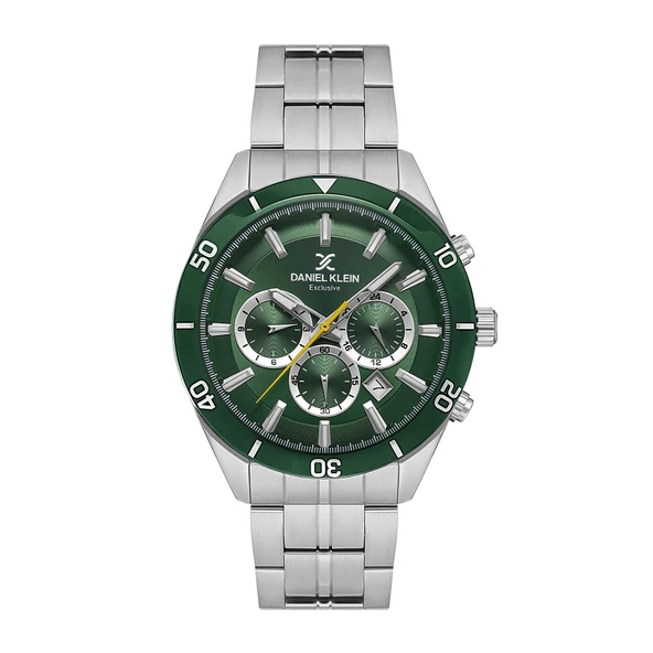 Daniel Klein DK.1.10547.4 Yeşil Gümüş Çelik Kordonlu Fonksiyonlu Erkek Kol Saati