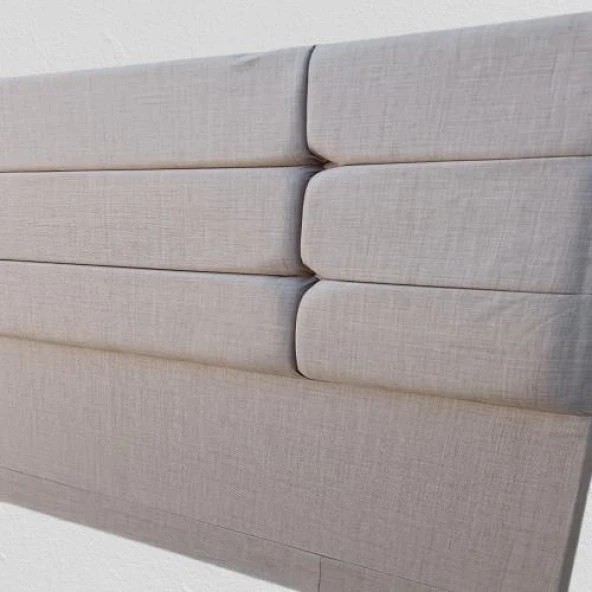 Başlık 90336 DK Çift Kişilik 160 Model Dilimli Kare Süt Kahve Keten Kumaş ElYapm - 4