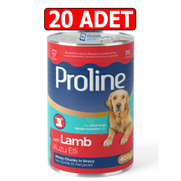 Proline kuzu etli sos içinde et parçalı köpek konserve 20adet 400gr lamb köpek yaş mama