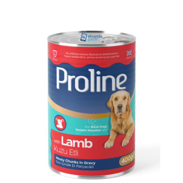 Proline kuzu etli sos içinde et parçalı köpek konserve 20adet 400gr lamb köpek yaş mama - 2