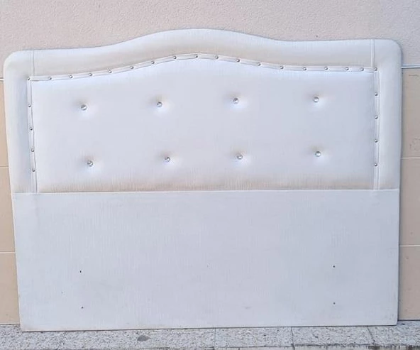 Başlık 90337 DK Çift 150 cm Model Dalga Suni Deri Beyaz Kumaş Kapitne El Yapım - Resim 8