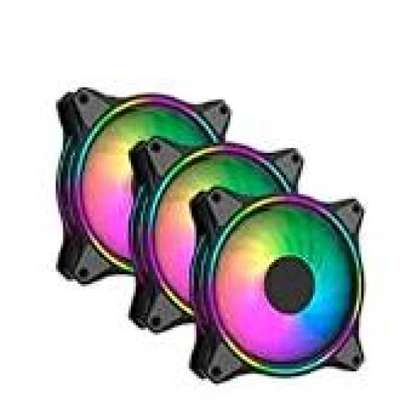 3lü set 12 Cm Rgb Led Fan Işıklı Kasa Fanı Rainbow Kasa Soğutucu Fan