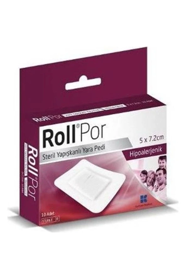 Roll Por 5X7.2 Cm Steril Yapışkanlı Yara Pedi 10 Adet
