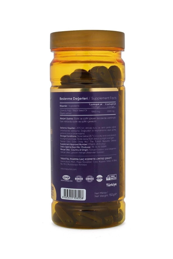 senkavit Bitkisel Çörekotu Yağı Softjel 1000 Mg 100 Kapsül