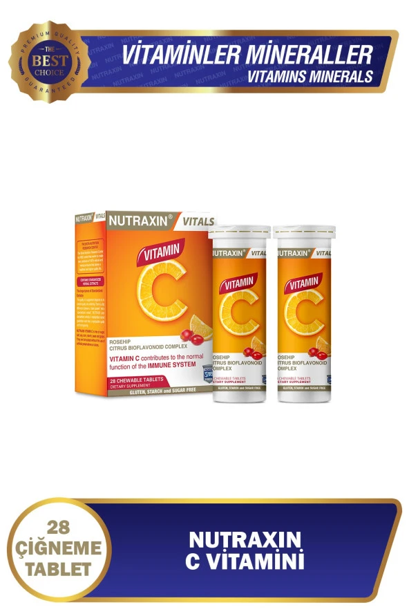 Nutraxin C Vitamini Çiğneme Tableti - C Vitamini Deposu 28 Tablet