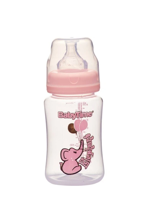 Babytime Silikon Uçlu Geniş Ağızlı Biberon 250Ml - Pembe