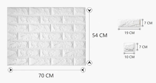 Renkli Duvarlar 70x54 cm Kendinden Yapışkanlı Esnek Köpük Duvar Kağıdı Paneli 3D Boyutlu Tuğla Desen - 2
