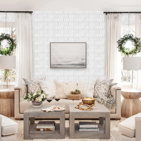 Renkli Duvarlar 70x54 cm Kendinden Yapışkanlı Esnek Köpük Duvar Kağıdı Paneli 3D Boyutlu Tuğla Desen - 3