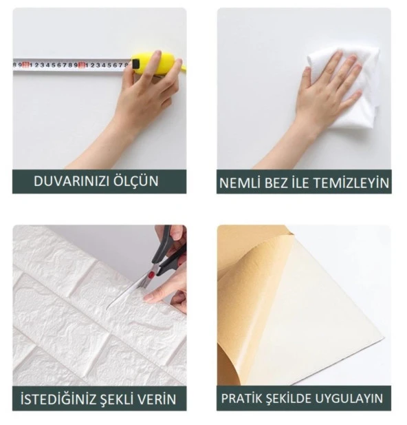 Renkli Duvarlar 70x54 cm Kendinden Yapışkanlı Esnek Köpük Duvar Kağıdı Paneli 3D Boyutlu Tuğla Desen - 6