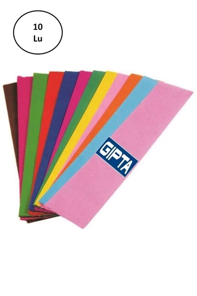 Gıpta Renkli Krapon Kağıdı 50cm X 2mt Karışık (10 Lu Paket)