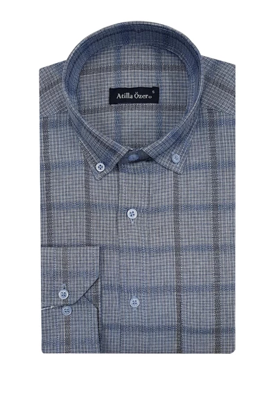 Atilla Özer Mavi Klasik Uzun Kol Erkek Gömlek-6447