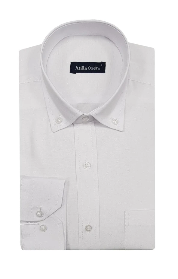 Atilla Özer Beyaz Klasik Uzun Kol Erkek Gömlek-6449