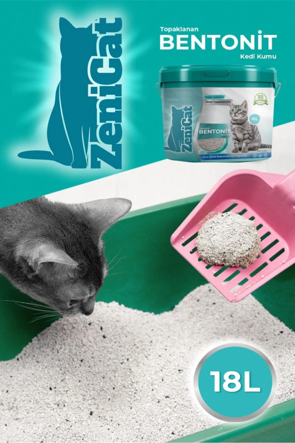 ZeniCat Kedi Kumu İnce Taneli Kokusuz Doğal Bentonit 18 Lt - 4