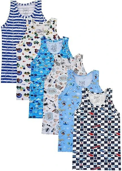 Tutku 6 Lı Erkek Çocuk Renkli Atlet Pamuklu Askılı Empirme