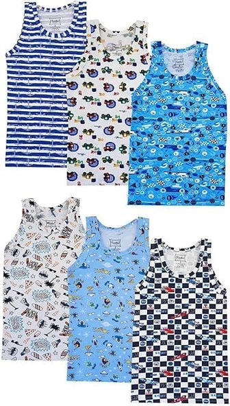 Tutku 6 Lı Erkek Çocuk Renkli Atlet Pamuklu Askılı Empirme - 2