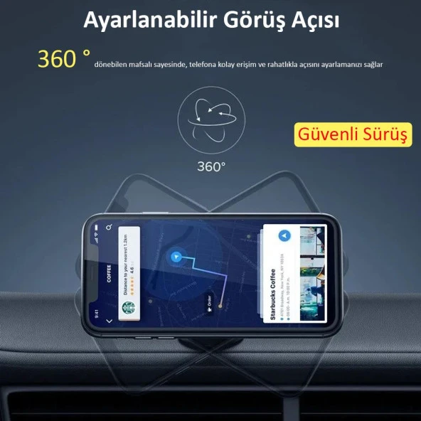 Universal Araç Telefon Tutucu Manyetik Mıknatıslı Yapışkanlı Telefon Standı Gümüş - 5