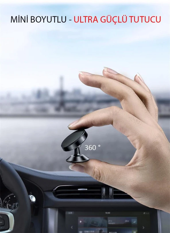 Universal Araç Telefon Tutucu Manyetik Mıknatıslı Yapışkanlı Telefon Standı Siyah - 7