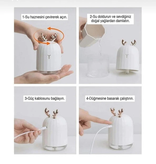 Sevimli Hava Nemlendirici Buhar Makinesi Lovely Humidifier Led Işıklı Aroma Difüzörü - 6