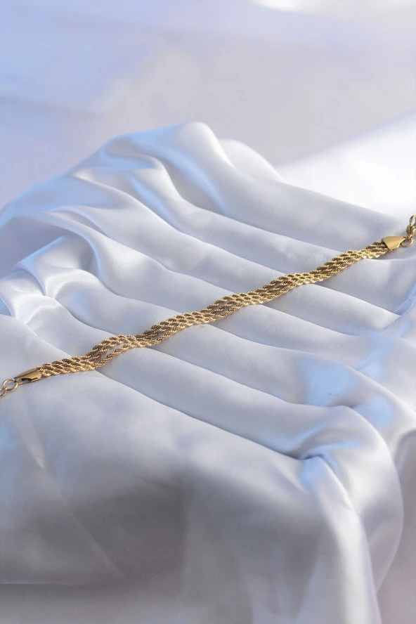 316L Çelik Gold Renk 3lü Burgu Model Kadın Bileklik - Resim 2