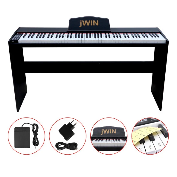 Jwin SDP-88 Tuş Hassasiyetli 88 Tuşlu Dijital Piyano - Siyah