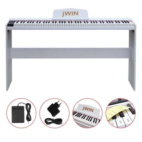 Jwin SDP-88 Tuş Hassasiyetli 88 Tuşlu Dijital Piyano - Beyaz