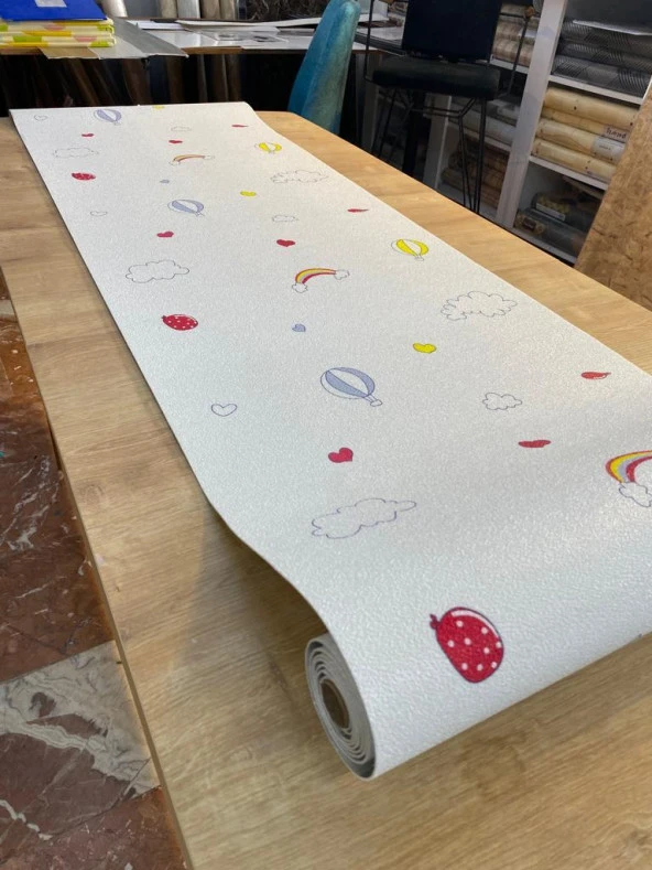 Renkli Duvarlar 50x280cm(1,4m2) Gökkuşağı Balon Kendinden Yapışkanlı Duvar Kağıdı Silinebilir Esnek Çocuk Odası - Resim 2