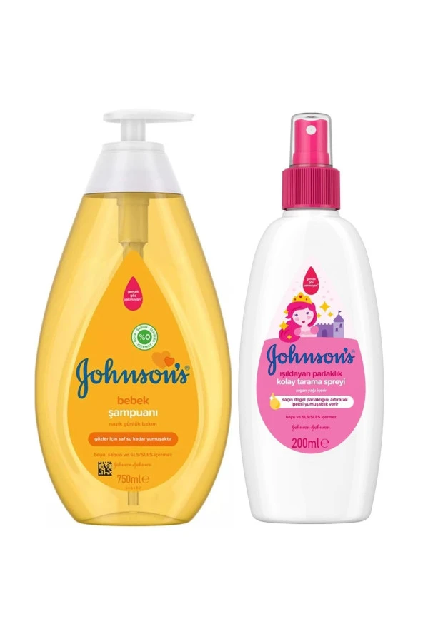 Johnson´s Baby Johnsons Bebek Şampuanı 750 Ml + Johnsons Işıldayan Parlaklık Kolay Tarama Spreyi 200 Ml