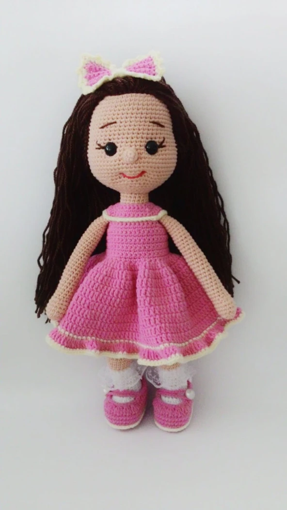 Pembe Fatoş Bebek Amigurumi Organik Oyuncak - 1