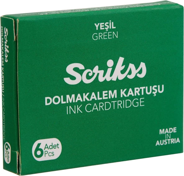 Scrikss Kartuş Dolma Kalem Kartuşu 6'lı Paket Yeşil