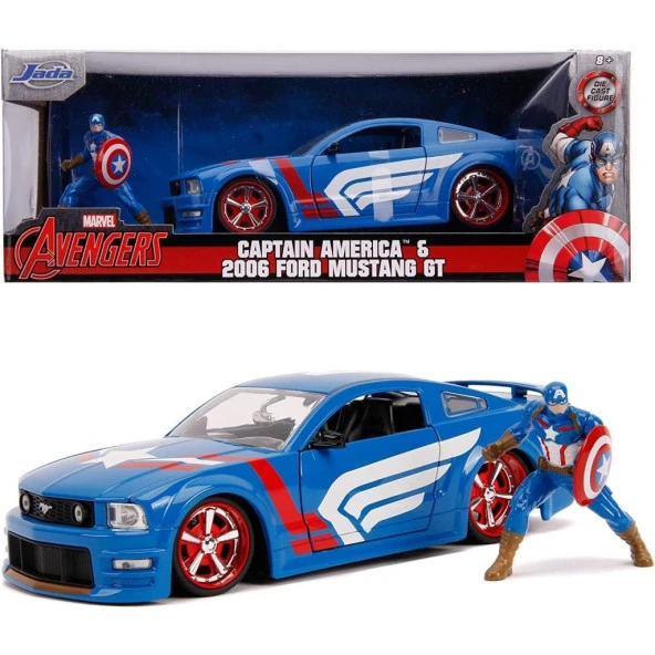 Jada Toys Kaptan Amerika Figür ve Aracı, Captain America, 1:24 Ölçek, Die-Cast Metal