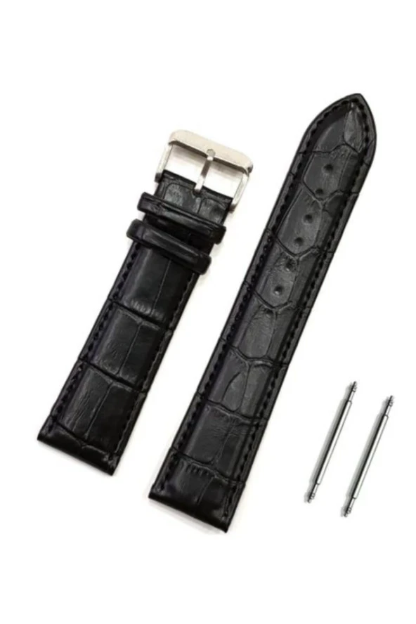 Siyah Deri Saat Kordonu 20 mm ürün görseli