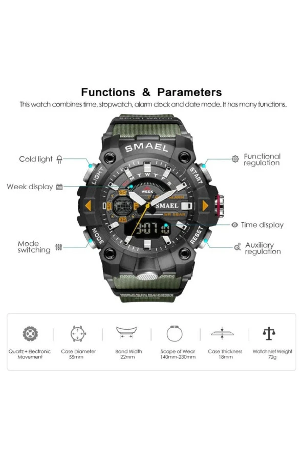 DİJİTAL VE ANALOG ERKEK KOL SAATİ925011 - Resim 2