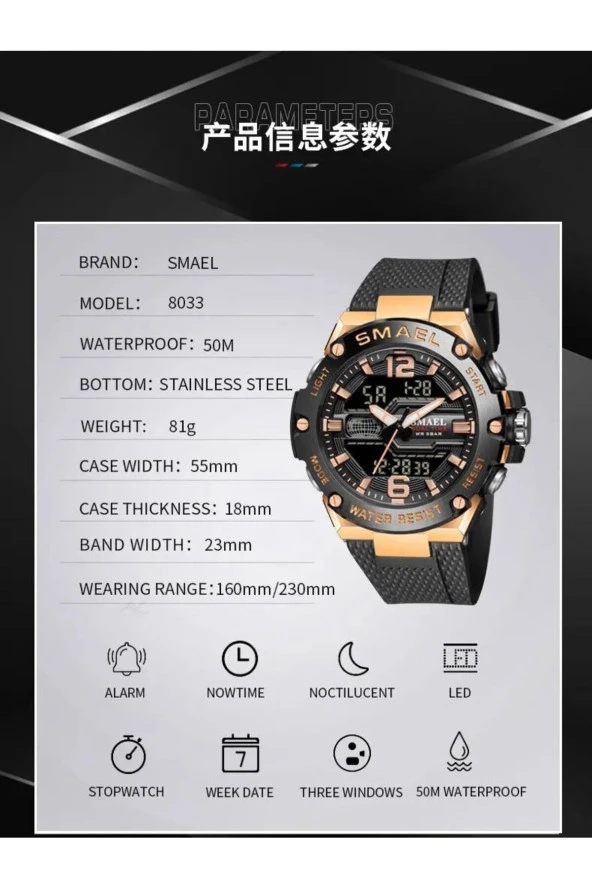 Dijital Ve Analog Erkek Kol Saati924732 - Resim 3