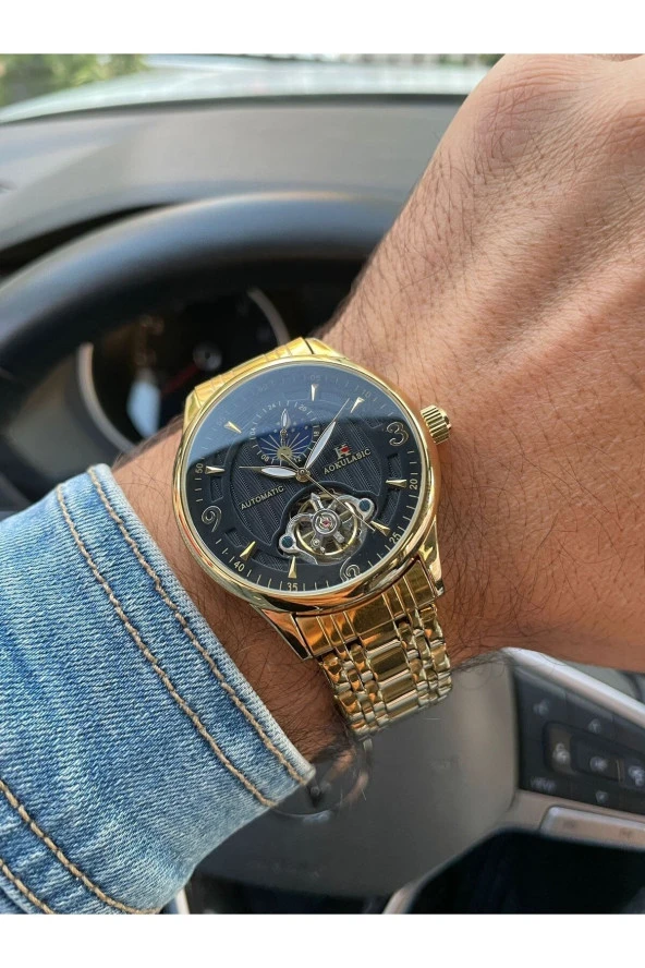 Aokulasic Otomatik Mekanizma Çelik Kasa Kordon Erkek Kol Saati924492 - Resim 2