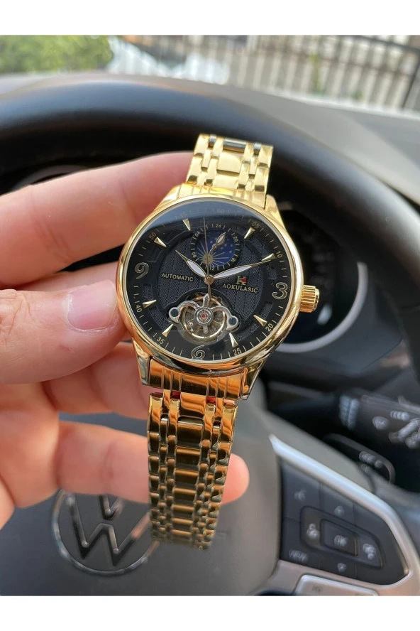 Aokulasic Otomatik Mekanizma Çelik Kasa Kordon Erkek Kol Saati924492 - Resim 3