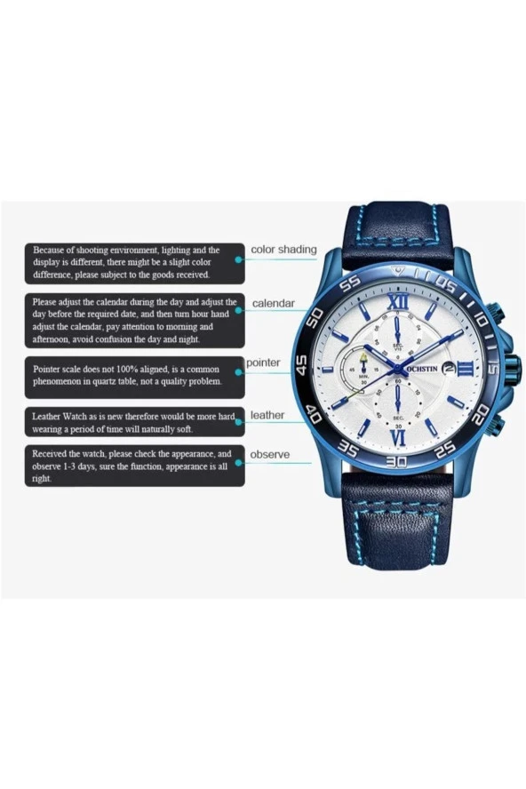 OCHSTIN Tüm Fonksiyon Aktif Deri Kordon Erkek Kol Saati923868 - Resim 2