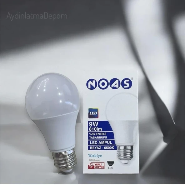 NOAS 9 WATT LED AMPUL 750 LÜMEN IŞIK GÜCÜ BEYAZ RENK ÇEŞİDİ (1 YIL GARANTİ 10 ADET KARGO BEDAVA