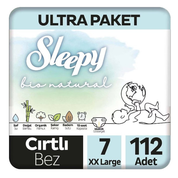 Sleepy Bio Natural 7 Numara XXLarge 112'li Bebek Bezi