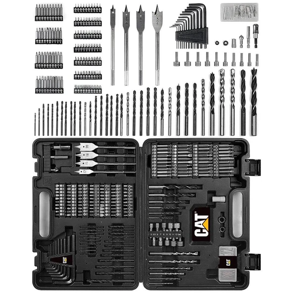 CAT DX12SET 18Volt/2.0Ah Li-ion Çift Akülü Kömürsüz Profesyonel Darbeli Matkap+DA01903 201 Parça Delme/Vidalama Uç Seti - 2
