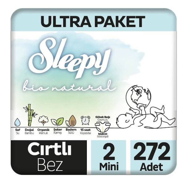 Sleepy Bio Natural 2 Numara Mini 272'li Bebek Bezi