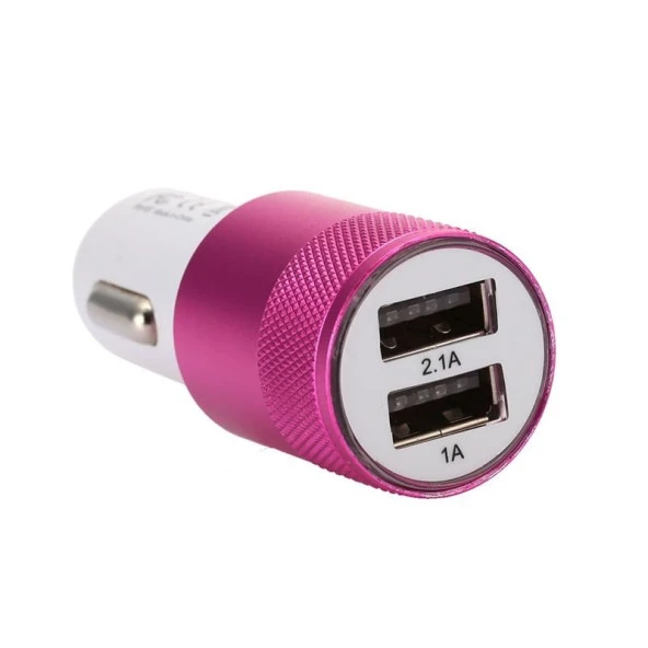 Space Çakmak Soketi Çift USB'li-Pembe / ICCA84-3