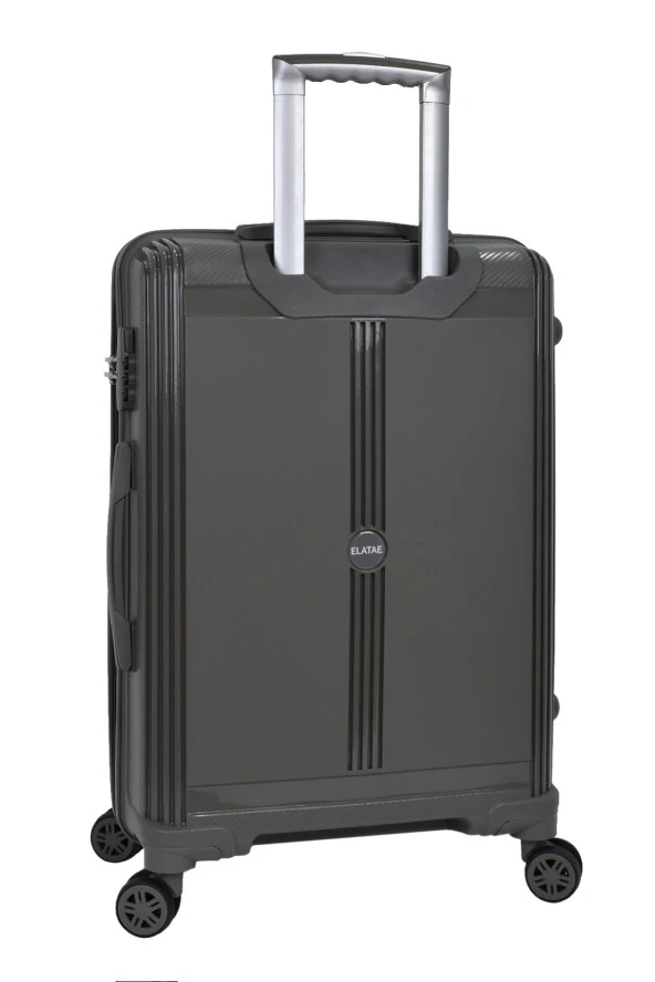 4lü Valiz Seti Elatae Premium Polipropilen Kırılmaz Büyük - Orta - Kabin Boy ve Makyaj Antrasit V303 - Resim 6