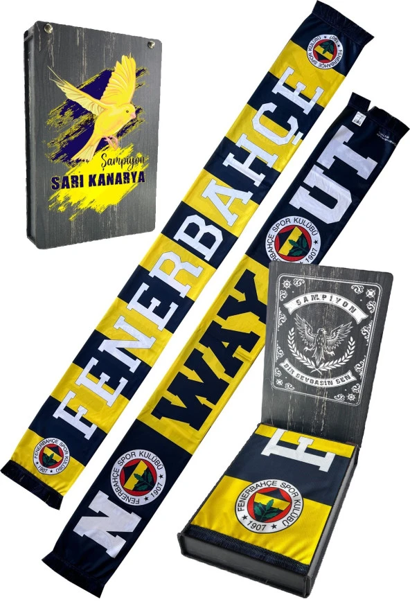 Fenerbahçe Orijinal Çift Taraflı Şal Atkı Hediyelik Ahşap Kutulu