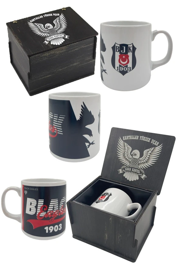 Beşiktaş Kupa Bjk Orijinal Lisanslı Mug, Özel Ahşap Kutulu