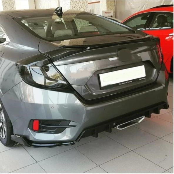 Honda Civic Uyumlu Fc5 2016-2020 Arka Çıkıntılı Flap Piano Black - 3