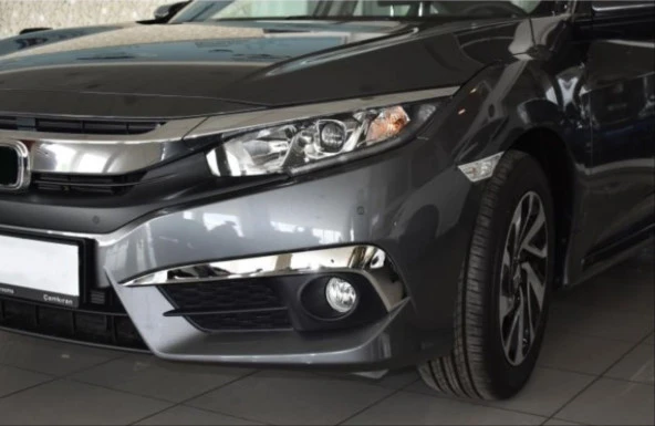 Honda Civic Uyumlu Fc5 2016-2019 Ön Sis Kası Ve Halka Kaplaması Nikelaj - 2